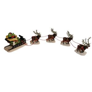 Vintage Dept 56 #5611-1 Santa's Sleigh with 8 Tiny Reindeer